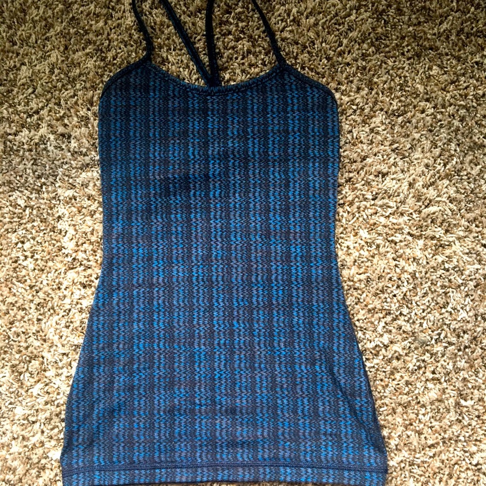 Lululemon Power Y herringbone tank, blue size 2!